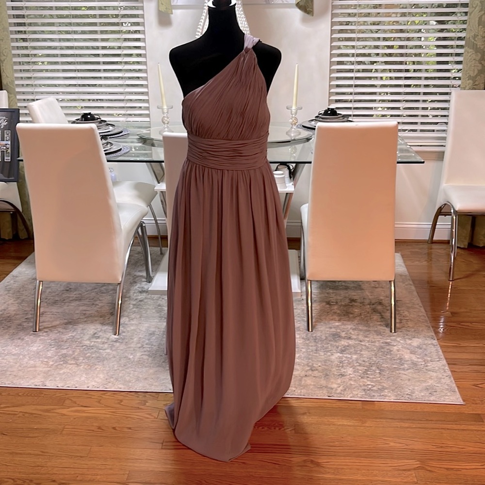 Bridesmaids full-length one-shoulder dress